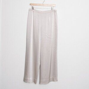 St. John Satin Wide Leg Pants Taupe 10 "Altered"